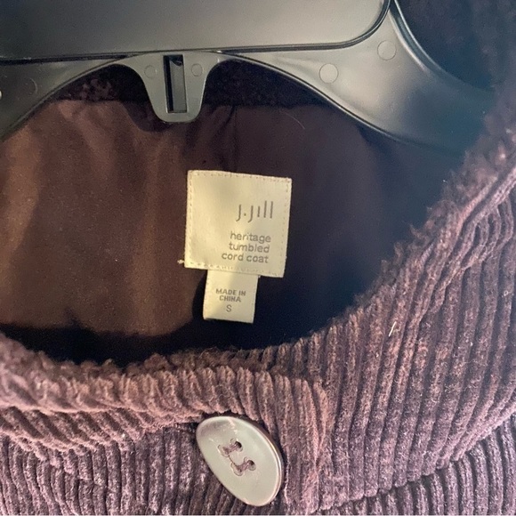 J.Jill Heritage Tumbled Coat Small Purple Chore Corduroy Hooded Button Jacket - Picture 6 of 9